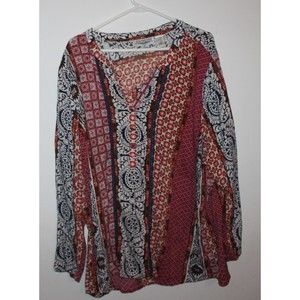 Womens BOHO Size 4X Blouse shirt Bohemian Design Print New Direction